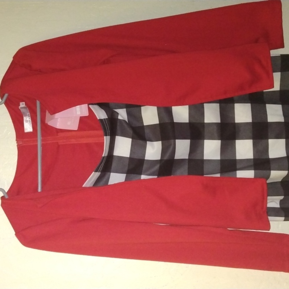 COPY - Black And White dress With Red Jacket| Medium